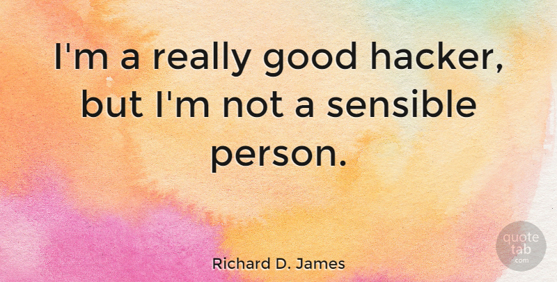 Richard D. James Quote About Hackers, Sensible, Persons: Im A Really Good Hacker...