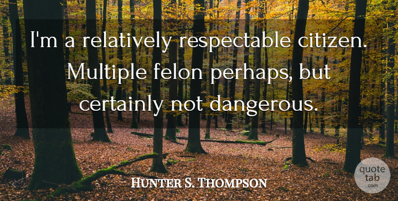 Hunter S. Thompson Quote About Epic, Fear And Loathing, Citizens: Im A Relatively Respectable Citizen...