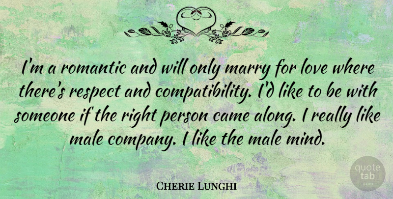 Cherie Lunghi Quote About Mind, Males, Company: Im A Romantic And Will...