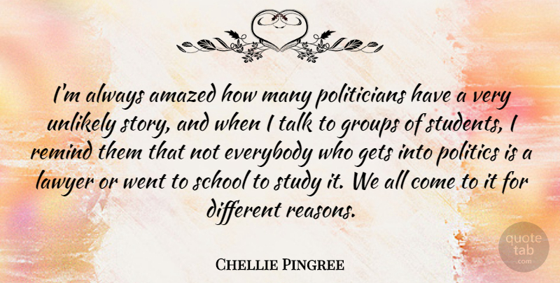 Chellie Pingree Quote About Amazed, Everybody, Gets, Groups, Politics: Im Always Amazed How Many...