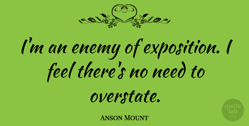 Anson Mount Quote About undefined: Im An Enemy Of Exposition...