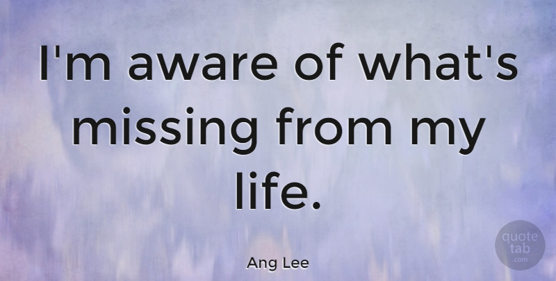 Ang Lee Quote About Missing: Im Aware Of Whats Missing...