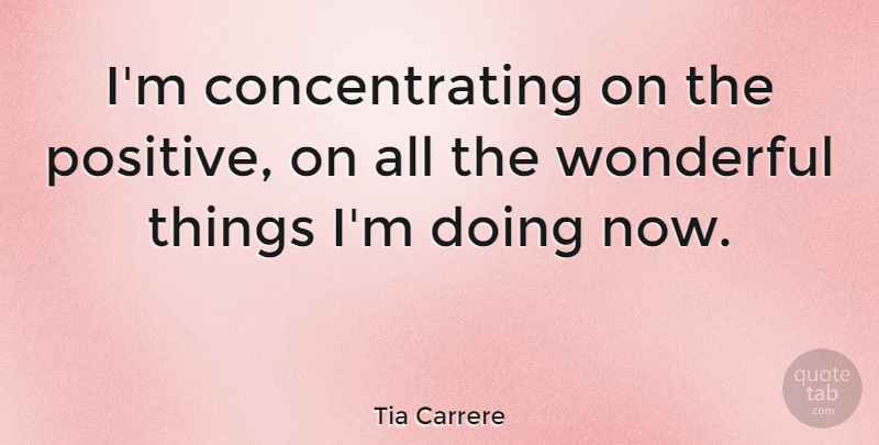 Tia Carrere Quote About Wonderful, Wonderful Experience, Wonderful Things: Im Concentrating On The Positive...