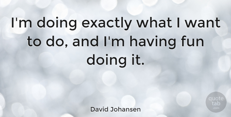 David Johansen Quote About Fun, Having Fun, Want: Im Doing Exactly What I...