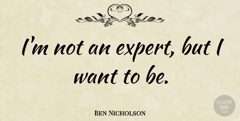 Ben Nicholson Quote About Experts, Want: Im Not An Expert But...