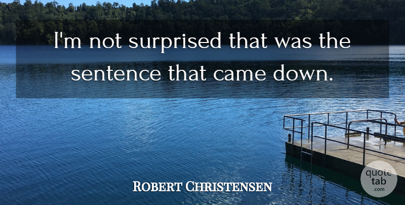 Robert Christensen Quote About Came, Sentence, Surprised: Im Not Surprised That Was...