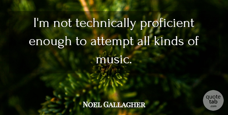 Noel Gallagher Quote About Kind, Enough, All Kinds: Im Not Technically Proficient Enough...