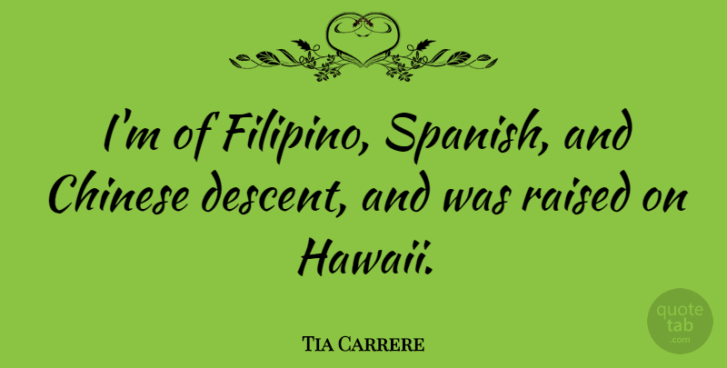 Tia Carrere Quote About Chinese, Hawaii, Filipino: Im Of Filipino Spanish And...