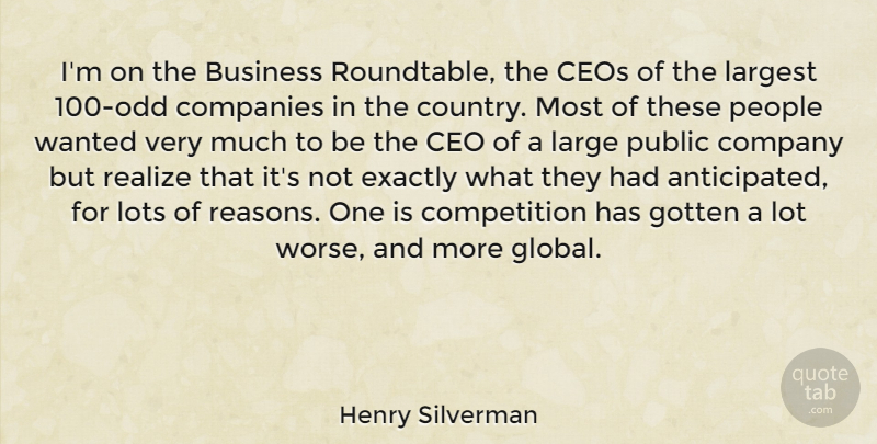 Henry Silverman Quote About Business, Ceos, Companies, Competition, Exactly: Im On The Business Roundtable...