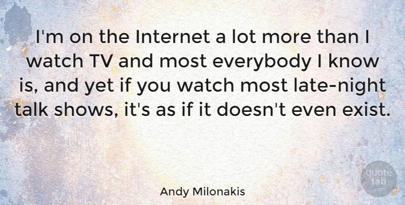 Andy Milonakis Quote About Night, Tvs, Watches: Im On The Internet A...