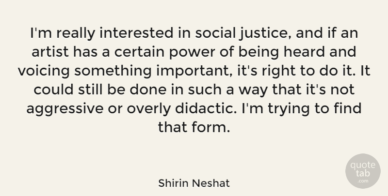 Shirin Neshat Quote About Artist, Justice, Important: Im Really Interested In Social...