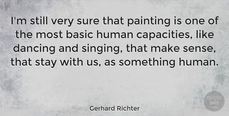 Gerhard Richter Quote About Basic, Human, Stay, Sure: Im Still Very Sure That...