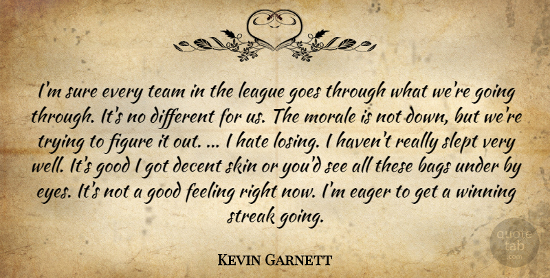 Kevin Garnett Quote About Bags, Decent, Eager, Feeling, Figure: Im Sure Every Team In...