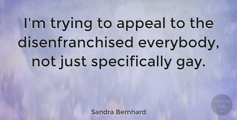 Sandra Bernhard Quote About Gay, Trying, Appeals: Im Trying To Appeal To...