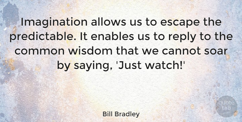 Bill Bradley Quote About Creativity, Imagination, Intuition: Imagination Allows Us To Escape...