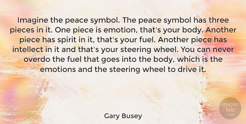 Gary Busey Quote About Three, Pieces, Fuel: Imagine The Peace Symbol The...