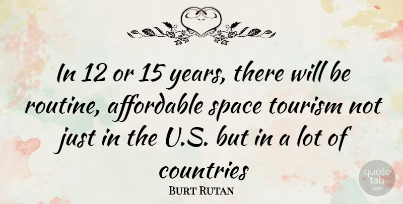 Burt Rutan Quote About Country, Years, Space: In 12 Or 15 Years...
