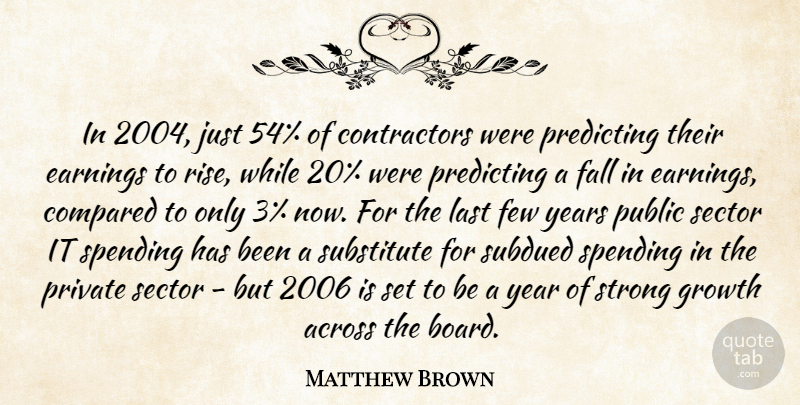 Matthew Brown Quote About Across, Compared, Earnings, Fall, Few: In 2004 Just 54 Of...