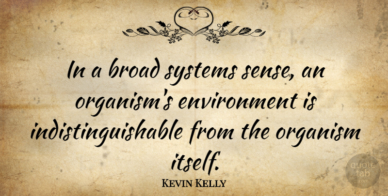 Kevin Kelly Quote About Environment, Broads, Organisms: In A Broad Systems Sense...