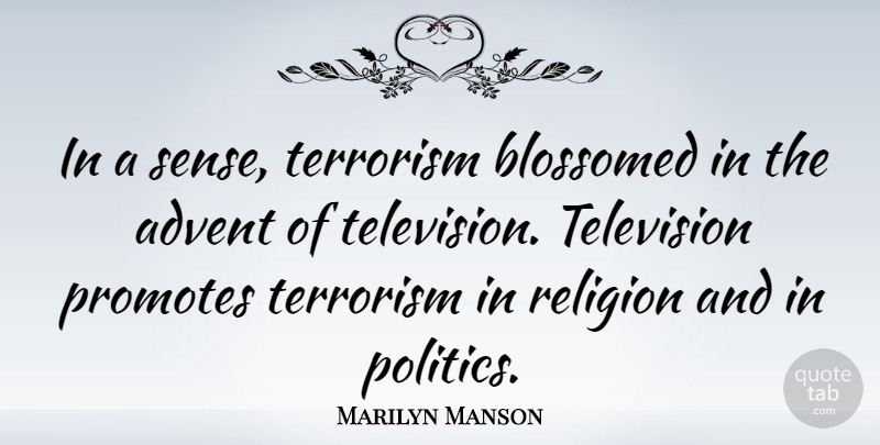 Marilyn Manson Quote About Television, Terrorism, Advent: In A Sense Terrorism Blossomed...