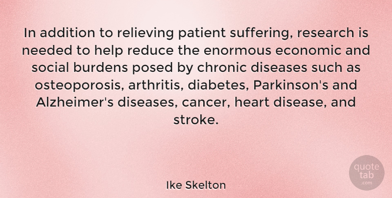 Ike Skelton Quote About Cancer, Heart, Osteoporosis: In Addition To Relieving Patient...