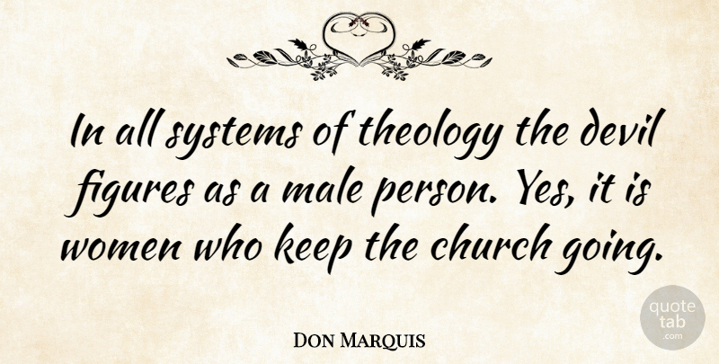 Don Marquis Quote About Church, Devil, Males: In All Systems Of Theology...