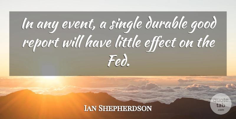 Ian Shepherdson Quote About Durable, Effect, Good, Report, Single: In Any Event A Single...