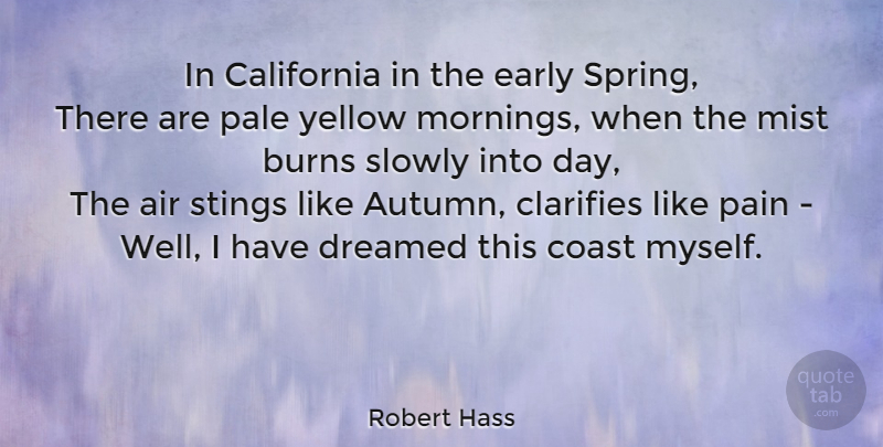 Robert Hass Quote About Morning, Pain, Spring: In California In The Early...