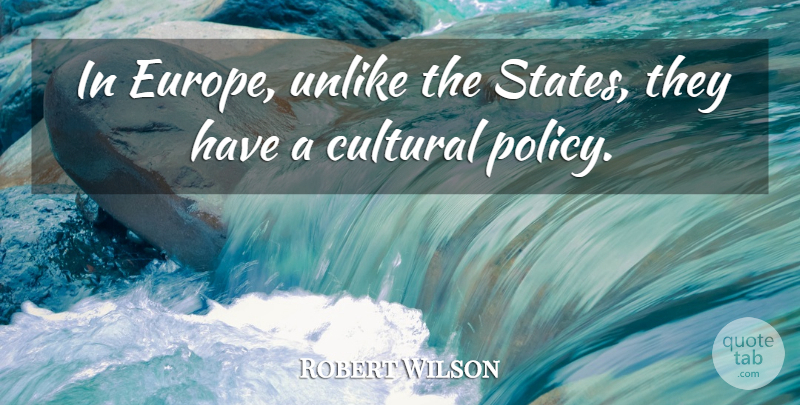 Robert Wilson Quote About Cultural, Unlike: In Europe Unlike The States...