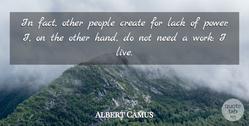 Albert Camus Quote About Life, Creativity, Power: In Fact Other People Create...