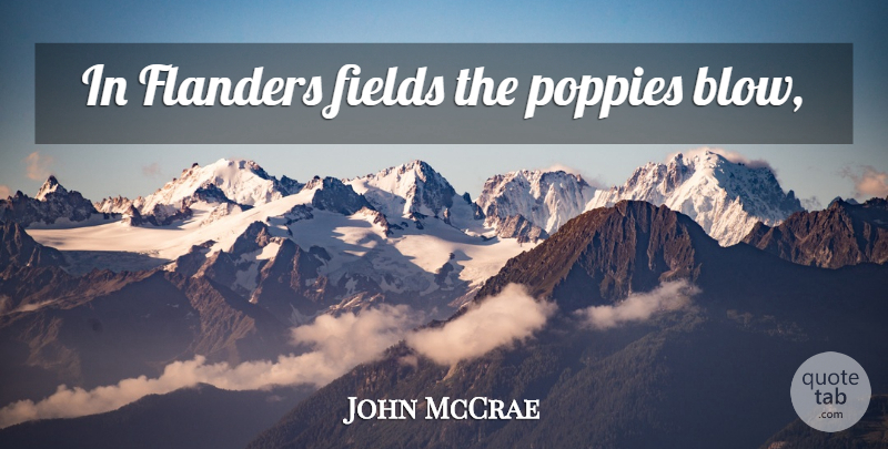 John McCrae Quote About Blow, Fields, Poppies: In Flanders Fields The Poppies...
