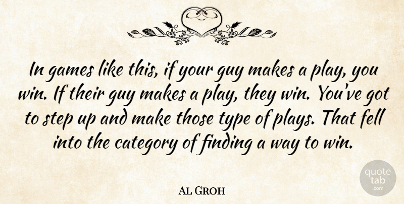 Al Groh Quote About Category, Fell, Finding, Games, Guy: In Games Like This If...