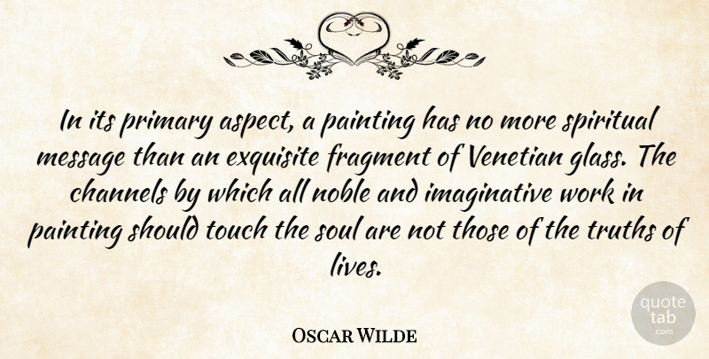 Oscar Wilde Quote About Channels, Exquisite, Fragment, Message, Noble: In Its Primary Aspect A...