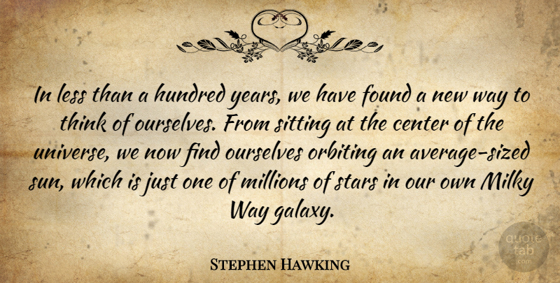 Stephen Hawking Quote About Center, Found, Hundred, Less, Millions: In Less Than A Hundred...