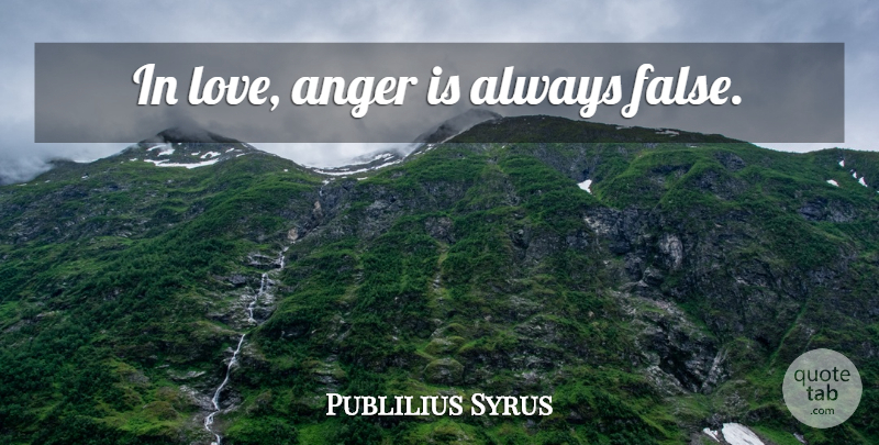 Publilius Syrus Quote About Love, Anger Love: In Love Anger Is Always...