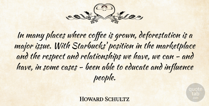 Howard Schultz Quote About Coffee, Issues, People: In Many Places Where Coffee...