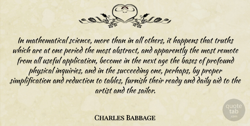 Charles Babbage Quote About Artist, Profound, Age: In Mathematical Science More Than...