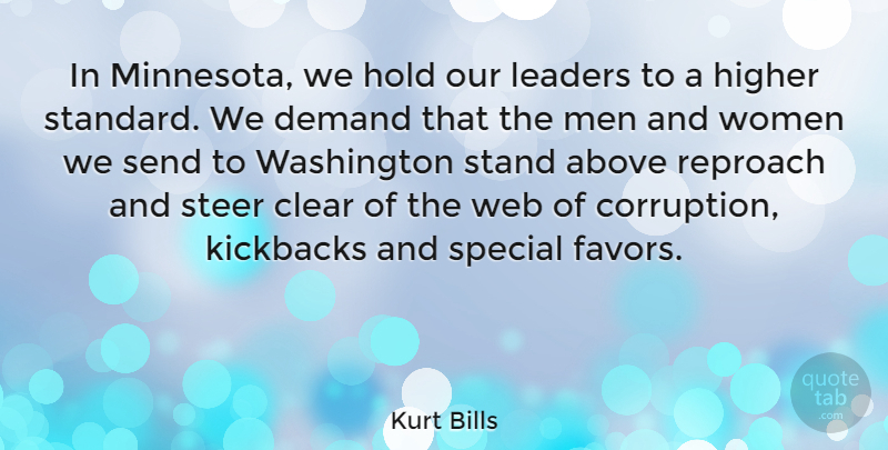 Kurt Bills Quote About Above, Clear, Demand, Higher, Hold: In Minnesota We Hold Our...