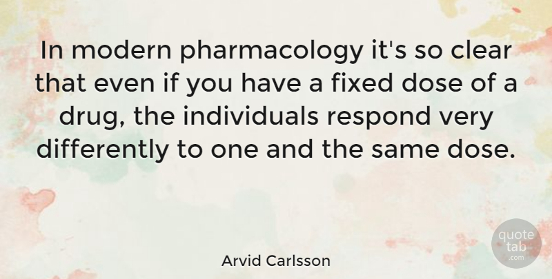 Arvid Carlsson Quote About Drug, Modern, Individual: In Modern Pharmacology Its So...