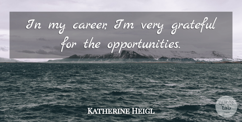 Katherine Heigl Quote About Grateful, Opportunity, Careers: In My Career Im Very...