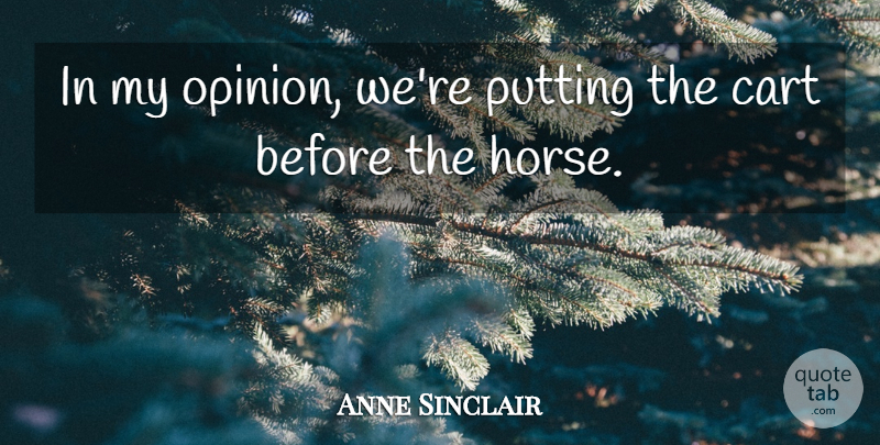 Anne Sinclair Quote About Cart, Putting: In My Opinion Were Putting...