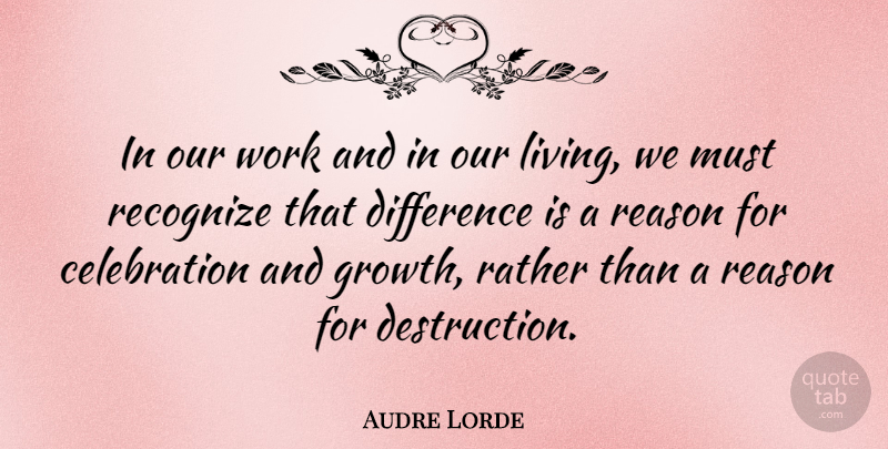 Audre Lorde Quote About Differences, Growth, Progress: In Our Work And In...