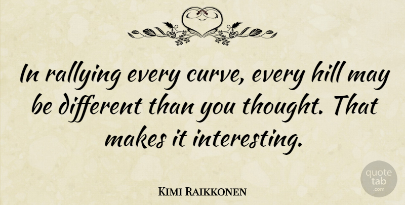 Kimi Raikkonen Quote About Curves, Interesting, May: In Rallying Every Curve Every...