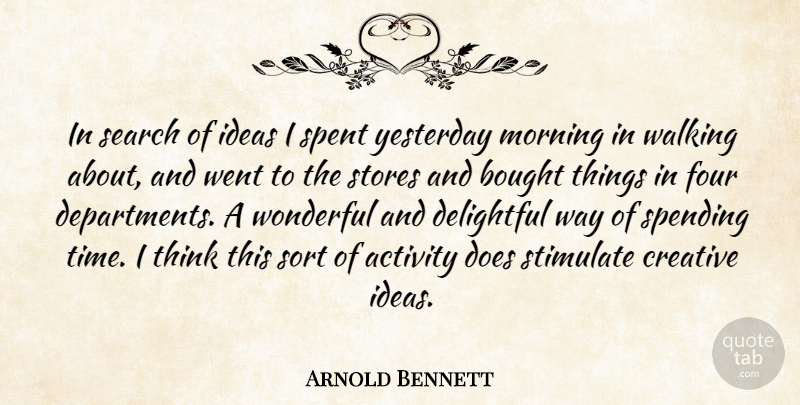 Arnold Bennett Quote About Morning, Thinking, Ideas: In Search Of Ideas I...