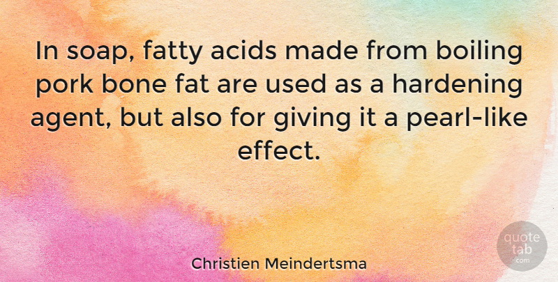 Christien Meindertsma Quote About Boiling, Bone, Fatty, Pork: In Soap Fatty Acids Made...