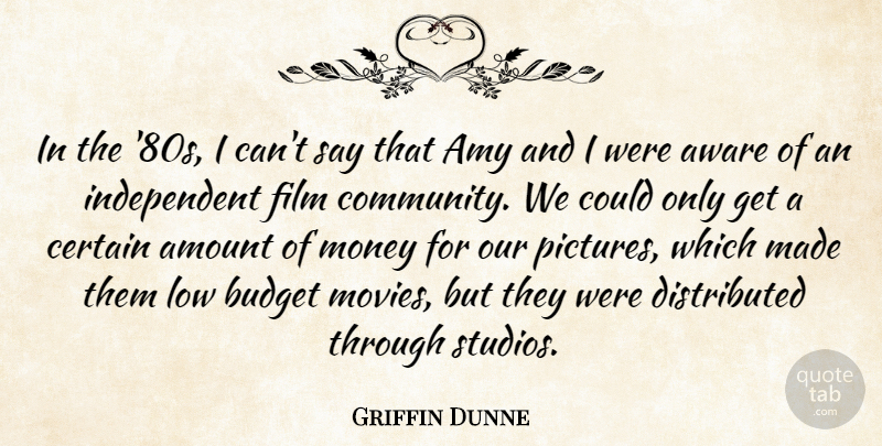 Griffin Dunne Quote About Independent, Community, Amy: In The 80s I Cant...