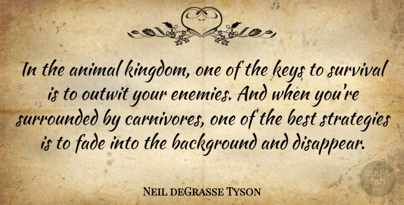 Neil deGrasse Tyson Quote About Animal, Keys, Survival: In The Animal Kingdom One...