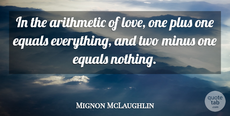 Mignon McLaughlin Quote About Love, Marriage, Broken Heart: In The Arithmetic Of Love...