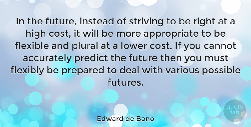 Edward de Bono Quote About Cost, Strive, Be Prepared: In The Future Instead Of...