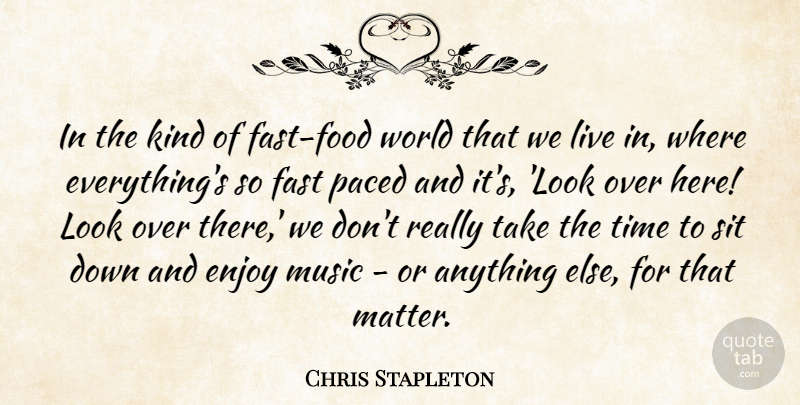 Chris Stapleton Quote About Fast, Music, Sit, Time: In The Kind Of Fast...